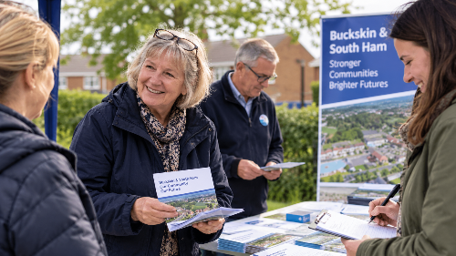 Local residents sharing campaign information